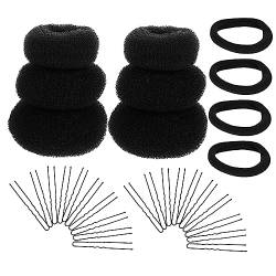 POPETPOP 2 Sätze Haarset Für Frauen Haar Bobby Für Frauen Haarknoten-clip Frauen Schwarze Socken Haar-donut-brötchen Schaum Krone Chignon-hersteller Rolle Krapfen Harz Fräulein Mobilteil von POPETPOP