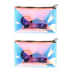 POPETPOP 2 Stück Holografische Make-Up-Tasche Kosmetik-Organizer Tragbare Make-Up-Tasche Outdoor-Kosmetiktasche Kosmetik-Aufbewahrungstasche Transparente Kulturbeutel wasserdichte von POPETPOP