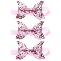 POPETPOP 3st Pailletten Stirnbänder Glitzerndes Haarband Süßer Haarreifen Bling Stirnband Frauen Haarreifen Stirnband Mit Geknoteter Schleife Bowknot-stirnband Baby Blitz Geschenk von POPETPOP