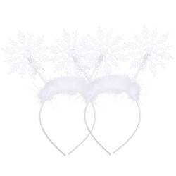 POPETPOP 4 Stück Weihnachts-schneeflocke-stirnband Winter-schneeflocken-stirnband Schneeflockenkostüm Für Damen Weihnachtsglitzer Haarband Outfits Haarring Harz Weihnachten Weiß Frau von POPETPOP