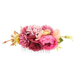 POPETPOP 5st Brautkamm Brautkopfschmuck Für Die Hochzeit Kunstblumenhaarseitenkämme Blumenhaarspangen Für Frauen Floraler Haarkamm Blumenschleifen Haarnadeln Rose Wome Metallkamm Fräulein von POPETPOP