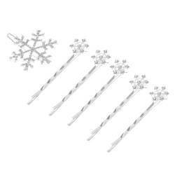 POPETPOP 6st Schneeflocken-haarband Haarschmuck Für Weihnachten Haarnadeln Aus Kristallen Weihnachtsschneeflocken-haarspangen Strass-schneeflocke-haarspange Stirnband Mädchen Metall von POPETPOP