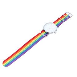 POPETPOP Handgelenk Uhr Zarte Uhr Leinwand Regenbogen Uhr Mode Uhr Armbanduhr Damenuhr Mit Nylonband Homosexuell Stolz Handgelenk Uhrenarmbänder Für Damen Handgelenk Dekoration Mann Einfach von POPETPOP