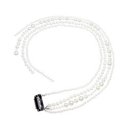 POPETPOP Perlenkopfkette Perlenkopfbedeckung Kristallhochzeitsstirnbänder Hochzeitskopfkette Perlenstirnband Hochzeit Strass Hochzeit Stirnband Perlenkopfschmuck Haar Ranke Weiß Braut von POPETPOP