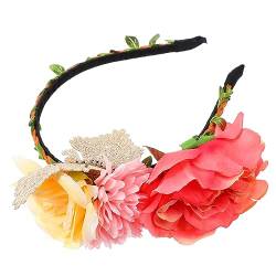 POPETPOP Pfingstrose Stirnband Mexikanische Partykostüm Verkleiden Hochzeitsblume Pfingstrosen-stirnband Für Party Stirnband Mit Rosenblüten Blumen Kranz Seidentuch Strandresort von POPETPOP