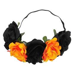 POPETPOP Stirnband Rosafarbenes Haarband Blumenstirnbänder Für Frauen Turban Mexikanischer Blumenkopfschmuck Mexikanische Blumenkrone Frauen Kopfschmuck Rose Hochzeit Seide Fräulein Kranz von POPETPOP