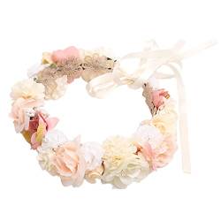 POPETPOP Tiara aus Seidenblumenkranz Tiara für Mädchen Blumenmädchen Haarschmuck für die Hochzeit Haarbänder Stirnband Blumenmädchen-Kopfbedeckungen für die Hochzeit floraler Kopfschmuck von POPETPOP