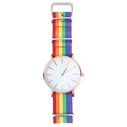 POPETPOP Unisex-Uhr Schwule Quarzuhr Homosexuell Modeuhr Uhr Im Regenbogendesign Gay-Pride-Uhr Homosexuell Band Beobachten Regenbogenbanduhr Schwule Banduhr Armbanduhr Handgelenk Damen von POPETPOP