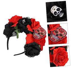 POPETPOP Wan Weihnachten Stirnband Totenkopf Stirnband Dekoration Rose Kopfschmuck Frauen Stiegen Mit Blumen Haargirlande Mexikanischer Kopfschmuck Blumenkranz Braut Bilden Hochzeit von POPETPOP