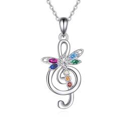 POPLYKE 7 Chakra Dragonfly Halskette für Frauen Sterling Silber Musik Halskette für Mädchen Irish Schmuck Geschenke von POPLYKE