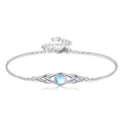 POPLYKE 925 Sterling Silber Keltische Armbänder für Damen Irish Mondstein Armband Knoten Viking Mondstein Schmuck von POPLYKE