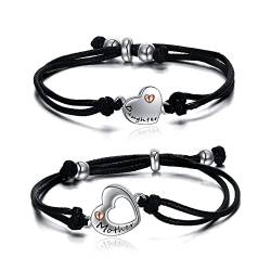 POPLYKE 925 Sterling Silber Passende Mutter Tochter Armband Set für 2 Herz Mutter und Tochter Schmuck Mütter Tag Geschenke von POPLYKE