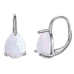 POPLYKE 925 Sterling Silber Teardrop Regenbogen Quarz Leverback Ohrringe Hoop Ohrringe für Frauen Geburtstagsgeschenke von POPLYKE