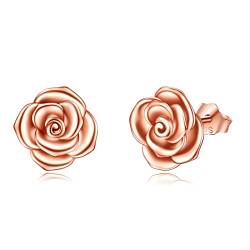 POPLYKE Antike Oxidierte Rose Blume Ohrstecker Sterling Silber Blume Ohrringe Schmuck Geschenke für Frauen und Mädchen von POPLYKE