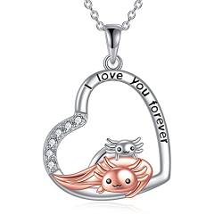 POPLYKE Axolotl Mutter und Tochter Halskette for Frauen 925 Sterling Silber Tierschmuck Geburtstagsgeschenke von POPLYKE