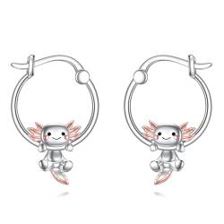 POPLYKE Axolotl Ohrringe für Damen 925 Sterling Silber Axolotl Schmuck für Mädchen Axolotl Creolen Ohrringe Hypoallergen von POPLYKE