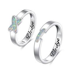 POPLYKE Eheringe für Paare Sterling Silber Opal Ringe Versprechen Ringe Sets für Paare Geschenkbox von POPLYKE