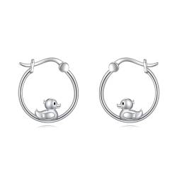 POPLYKE Ente Ohrringe für Frauen Sterling Silber Ente Hoop Ohrringe Tierschmuck Geschenk für Mädchen von POPLYKE