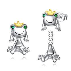 POPLYKE Frosch Ohrstecker für Frauen 925 Sterling Silber Frosch Ohrringe für Mädchen Frosch Schmuck Hypoallergene Geburtstagsgeschenke von POPLYKE