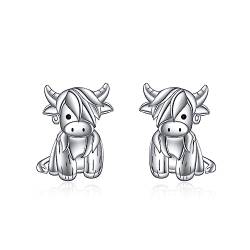 POPLYKE Highland Kuh Ohrringe für Damen 925 Sterling Silber Kuh Stud Ohrringe für Mädchen Highland Kuh Schmuck Kuh Geschenke von POPLYKE