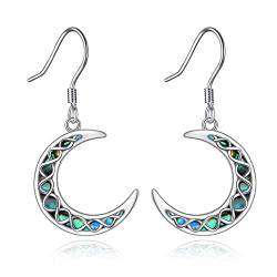 POPLYKE Keltische Mond-Ohrringe Sterling Silber Abalone Shell Crescent Moon Irischer Schmuck Geschenke für Frauen von POPLYKE