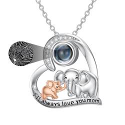 POPLYKE Mütter Tag Geschenk Elefanten Halskette für Frauen Sterling Silber Mom Halskette von Sohn-Tochter von POPLYKE