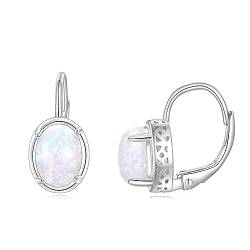 POPLYKE Opal-Ohrringe für Frauen Sterling Silber Leverback Ohrringe Weiß Opal Schmuck Geschenk für Mädchen (weißer Opal) von POPLYKE