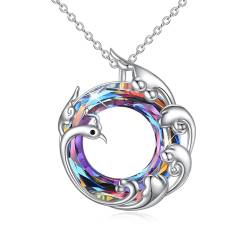 POPLYKE Phoenix Kristall Halskette für Frauen Sterling Silber Kristall Halskette Tierschmuck Geschenk für Mädchen (Phoenix) von POPLYKE