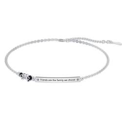 POPLYKE Schwester Armband für Frauen Sterling Silber Freunde sind die Familie, die wir wählen Freundschaftsarmband Geburtstag Geschenk für Schwester von POPLYKE