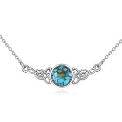 POPLYKE Senfsaat Türkis Anhänger Halskette Sterling Silber Keltischer Knoten Anhänger Halskette Schmuck Geschenk für Frauen von POPLYKE