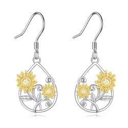 POPLYKE Sonnenblume Ohrringe für Frauen Sterling Silber Blume Ohrringe Schmuck Geschenk für Mädchen (Sonnenblume) von POPLYKE