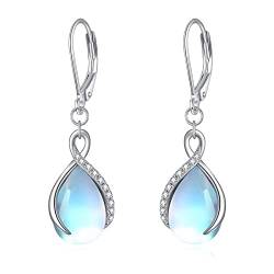 POPLYKE Teardrop Mondstein Leverback Ohrringe für Frauen Sterling Silber Infinity Mondstein Ohrringe Dangle von POPLYKE