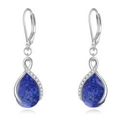 POPLYKE Träne Lapis Lazuli Leverback Ohrringe für Damen Sterling Silber Infinity Lapis Lazuli Ohrringe Dangle von POPLYKE