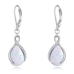 POPLYKE Träne Opal Leverback Ohrringe für Damen Sterling Silber Infinity Opal Ohrringe Dangle von POPLYKE