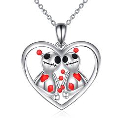 POPLYKE Voodoo Puppen-Halskette für Frauen Sterlingsilber Gothic Voodoo Anhänger Geschenk, Sterling Silber von POPLYKE