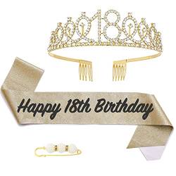 18. Fabulous Geburtstags-Krone Schärpe Set Gold Kristall Tiara Krone Geburtstags Krone für 13. Geburtstag Deko,Prinzessin Kronen Haar-Zusätze für Mädchen Geburtstagsgeschenk Partyzubehör… von POPOYU
