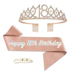 18. Fabulous Geburtstags-Krone Schärpe Set Roségold Kristall Tiara Krone Geburtstags Krone für 18. Geburtstag Deko,Prinzessin Kronen Haar-Zusätze für Mädchen Geburtstagsgeschenk Partyzubehör… von POPOYU