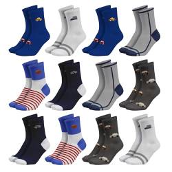 POPYS® 12 Paar Baumwollsocken mit Zeichnungen für Kinder | Socken Kinder Unisex in 2 verschiedenen Modellen (DE/NL/SE/PL, Numerisch, 21, 26, Regular, Regular, Zeichnungen, Modell 1) von POPYS