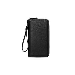 PORRASSO Herren Geldbörse Clutch Tasche RFID Schutz Kreditkartenetui PU Brieftasche Handytasche Portemonnaie mit 12 Kartenfächern Schwarz von PORRASSO