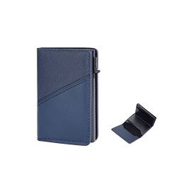 PORRASSO Kartenetui Geldbörse Kreditkartenetui mit RFID Schutz Herren Minimalistisches Portemonnaie PU Geldbeutel Card Holder Wallet Blau von PORRASSO