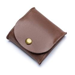 PORRASSO Leder Münzbörse Mini Geldbeutel Tragbar Geldbörse Schlüsseltasche Klein Portemonnaie für Damen Herren Kaffee von PORRASSO