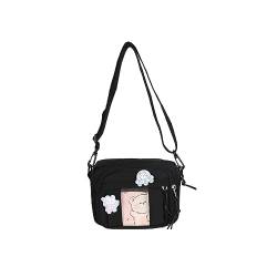 PORRASSO Mädchen Umhängetasche Süße Schultertasche Nylon Messenger-Tasche Crossbody Bag für Reisen Täglichen Gebrau Schwarz A von PORRASSO