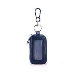 PORRASSO Schlüsseletui Leder Autoschlüsseltasche Tragbar Schlüsselmäppchen Schlüsseltasche Vintage Wasserdicht Doppelter Reißverschluss Herren Frauen Blau von PORRASSO