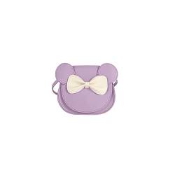 PORRASSO Umhängetasche mit Bogen Kleine Mädchen Schultertasche Süße Handtasche Messenger-Tasche PU Leder Crossbody Bag Lila A von PORRASSO