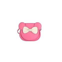 PORRASSO Umhängetasche mit Bogen Kleine Mädchen Schultertasche Süße Handtasche Messenger-Tasche PU Leder Crossbody Bag Rosenrot A von PORRASSO