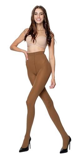 POSE 100 DEN blickdichte Mikrofaser Strumpfhose, reißfest, undurchsichtige, einfarbige, dick Strumpfhosen mit Zwickel in 30 saftigen Farben erhältlich, 4, beige von POSE