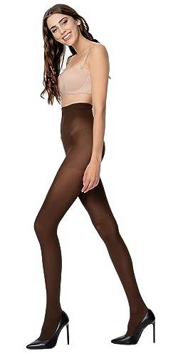 POSE 40 DEN Mikrofaser Strumpfhose für Damen | Reißfest Strumpfhosen mit hoher Taille in Weiß, Schwarz, Rot, Rosa, Blau, Grün, Lila, Braun, Gelb Farbe | 5, dunkelbraun von POSE