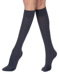 POSE Dicke Kniestrümpfe für Damen 70 DEN aus Mikrofaser | Lange Mikrofaser-Socken | Elastische Damen-Kniestrümpfe Einfarbig Warm Blickdicht, anthrazit von POSE