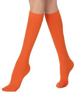 POSE Dicke Kniestrümpfe für Damen 70 DEN aus Mikrofaser | Lange Mikrofaser-Socken | Elastische Damen-Kniestrümpfe Einfarbig Warm Blickdicht, orange von POSE