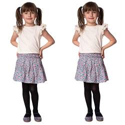 POSE Kinder Strumpfhose für Mädchen aus Microfaser 40 DEN | bunte weiße schwarze blickdichte Strumpfhose | 19 Farben und 6 Größen | 140-146, schwarz, 2er Pack von POSE